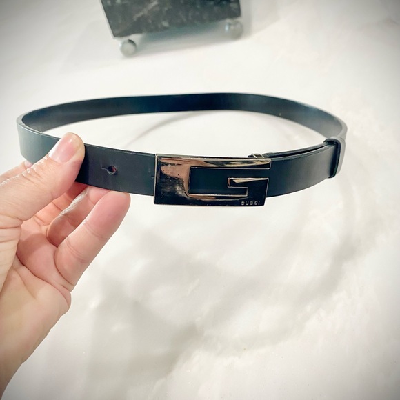 GUCCI Belt. Vintage Authentic I Purchased in Italy Black with Gunmetal Hardware. - Picture 4 of 8
